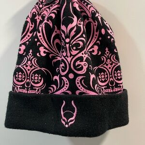 Black & Pink Patterned Beanie Hat - Women Accessories